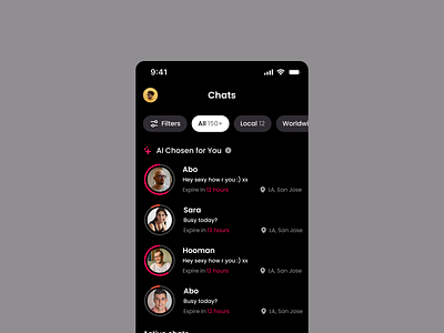 Down / Dating App ai ai chat ai product branding chat dark mode dating dating app dating app new design desktop down illustration messanger profile ui design uidesign