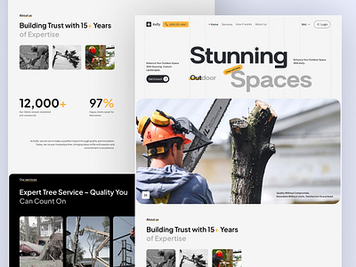 Fresh and Clean Tree Removal Service Landing Page UI clean hero section clean websites cleandesign creativeui design dribbbleshots landing page minimalui mordan websites shahariya alam tree cutting landing page tree removal landing page tree remove tree transfer landing page