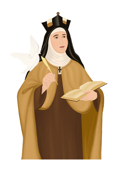 St. Theresa of Avila catholic illustration saint st.theresa