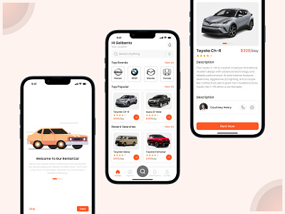 Car rental mobile UI android app app design branding design figma ios ui ux