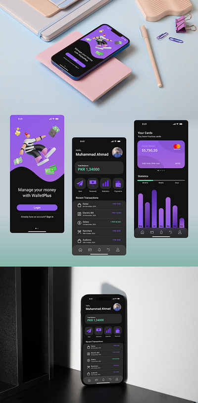 UI Design | Wallet App Concept app concept app design dark mode dark mode apps dark theme apps digital design digital product digital wallet figma mobile app ui ui design ui designer ui ux uiux wallet app