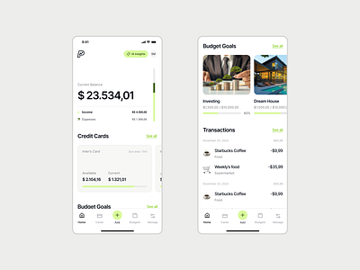 pouparia mobile (personal budget app) app budget dashboard fin tech finances personal budget ui design