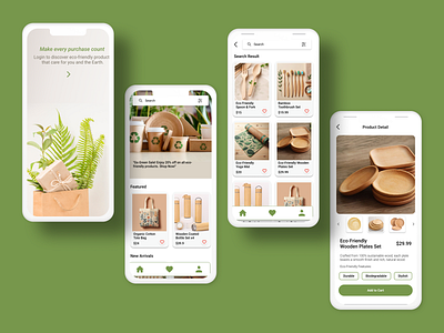 Ecofriendly Products App UI Design app design design ecommerce app graphic design mockup ui ui design ui ux