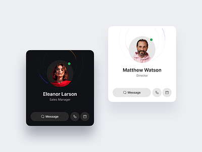 Profile card card dark design interface profile ui ux white