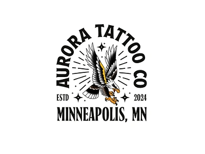 WIP - Aurora Tattoo Co badge branding graphic design moder sticker tattoo tombstone traditional vintage