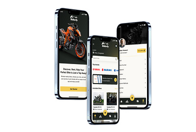 Bike Rent Mobile App Design app design app prototype bike rental booking app digital product eco friendly design gps tracking graphic design location based mobile app ui mobile ui modern interface on demand app riderly ui kit seamless ux transportation app ui ui kit urban mobility user experience