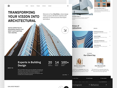 Charthitec - Architecture Agency Landing Page agency animation architectural architecture branding clean design graphic design landing page product design ui uiux design user experience user interface web design