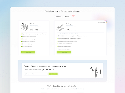 Pricing Page - SaaS Platform enterprise form interface landing lp page platform pricing saas standard subscribe