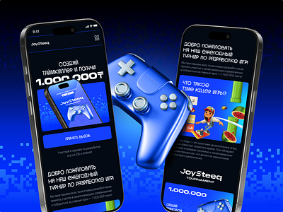 Landing page for a mobile game development tournament design ios landing ui uxui website