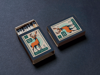 Buck & Amber matchbox deer design graphic design illustration matchbox matches mockup outdoor retro safety matches vintage