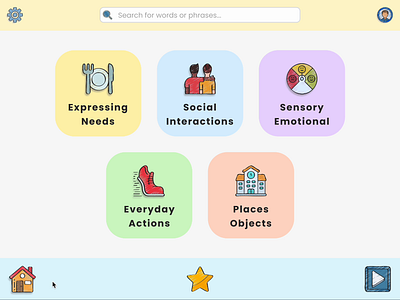 Augmentative/Alternative Communication (AAC) - Categories Screen animation app design figma graphic design linearity motion graphics ui ux vector