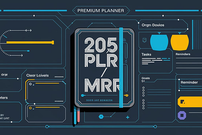 2025 PLR / MRR Premium Digital Planner font sans serif graphic design illustration logo vector