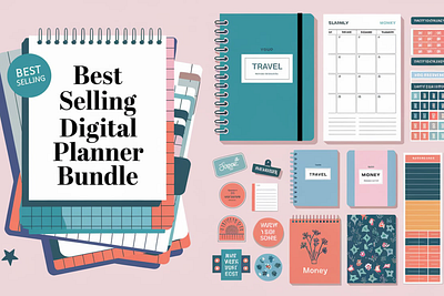 Best Selling Digital Planner Bundle font font sans serif graphic design illustration