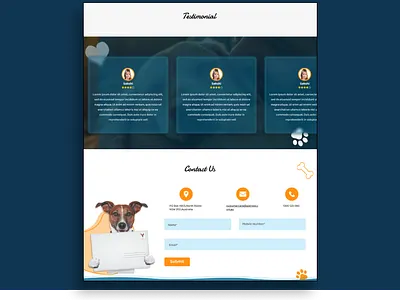 Webdesign for Testimonial and Contact us 3d animation branding contactusdesign contatus graphic design logo moderndesign motion graphics pet design reviewdesign testimonial testimonialdesign ui uniquedesign