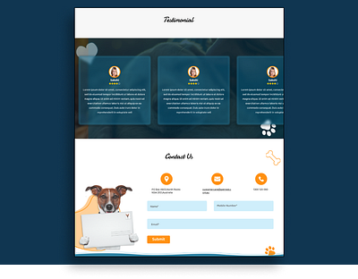 Webdesign for Testimonial and Contact us 3d animation branding contactusdesign contatus graphic design logo moderndesign motion graphics pet design reviewdesign testimonial testimonialdesign ui uniquedesign