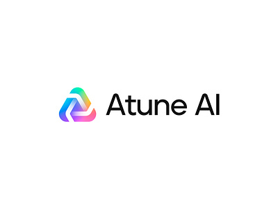 Atune AI logo design a agents ai artificial intelligence branding chat gpt data flow gradient icon letter logo mark modern monogram open ai technology triangle