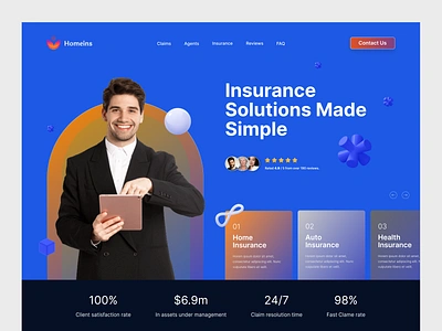 Insurance Website auto branding design graphic design home illustration insurance interface landing minimal startup ui ux web website