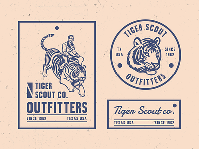 Tiger Scout Co. labels adobe branding design graphic design illustration illustrator label outdoor outfitters retro tiger vintage