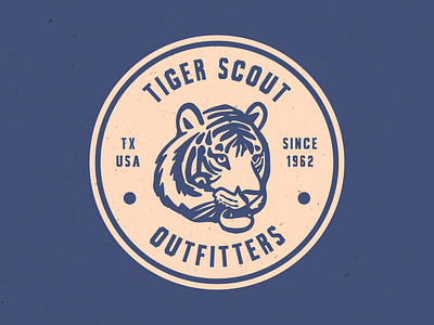 Tiger Scout Co. badge adobe badge design graphic design illustration illustrator outdoor outfitters retro texas tiger vintage