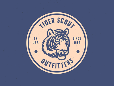 Tiger Scout Co. badge adobe badge design graphic design illustration illustrator outdoor outfitters retro texas tiger vintage