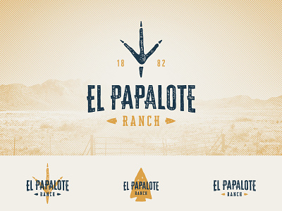 El Papalote Ranch arrowhead brand branding desert farm foot print land lockup logo mountains ranch texas turkey turkey foot valley west texas