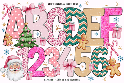 Retro Christmas Doodle Font 3d animation app branding design graphic design illustration logo motion graphics typography ui ux vector