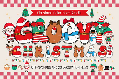 Groovy Christmas Font 3d animation app branding design graphic design illustration logo motion graphics typography ui ux vector