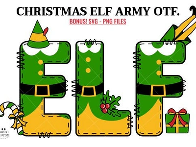 Christmas Elf Army Font 3d animation app branding design graphic design illustration logo motion graphics typography ui ux vector