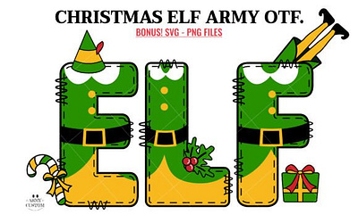 Christmas Elf Army Font 3d animation app branding design graphic design illustration logo motion graphics typography ui ux vector