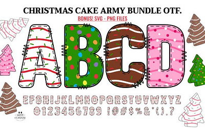 Christmas Cake Army Bundle Font 3d animation app branding design graphic design illustration logo motion graphics typography ui ux vector