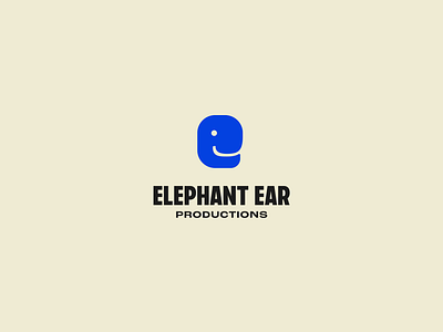 Elephant Ear Productions Logo audio beige blue branding custom design elephant graphic design logo productions visual idenitity