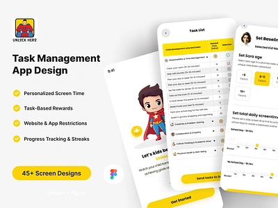 Task Management App Design For Kids app app design branding design graphic design illustration ui ux