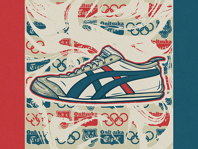 Onitsuka Tiger design illustration onitsuka tiger retro retro design retro shoe shoe