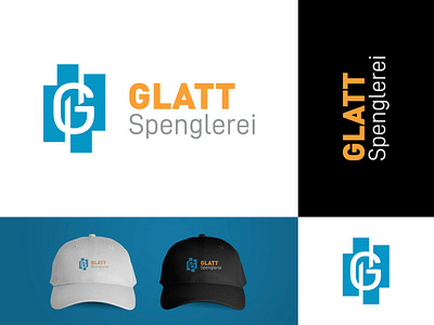 Logo_GLATT Spenglerei blue branding colors design font g graphic design gray job logo masters minimalism orange roofs