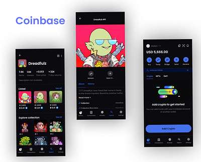 Coinbase Cryptocurrency Mobile App app crypto design interface ui web3