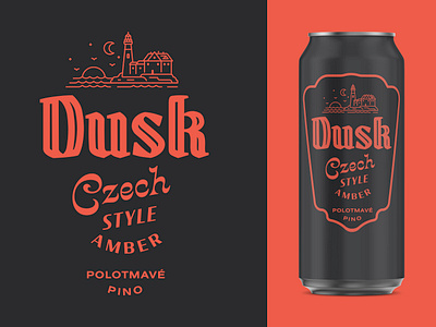 Dusk: Unused Design amber lager beer craft beer czech style amber dusk lighthouse line illustration