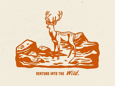 Venture into the Wild adobe deer graphic design illustration illustrator lettering nature outdoor retro vintage