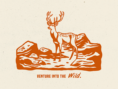 Venture into the Wild adobe deer graphic design illustration illustrator lettering nature outdoor retro vintage