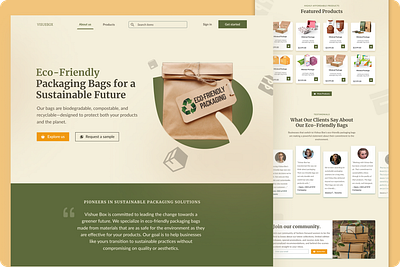 Visue Box: Redesign for an Eco-Friendly Bag Retailer clean design design inspiration eco products landing page design natural aesthetic organic colors sustainable product ui ux design user experience website redesign