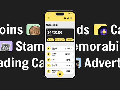 Collectables App branding graphic design ui