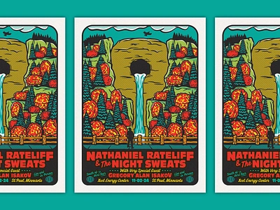 Nathaniel Ratliff & The Night Sweats - Xcel Energy Center autumn concert poster design fall gig poster illustration poster poster design retro travel sticker vintage