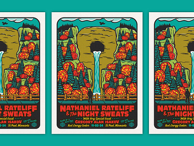 Nathaniel Ratliff & The Night Sweats - Xcel Energy Center autumn concert poster design fall gig poster illustration poster poster design retro travel sticker vintage