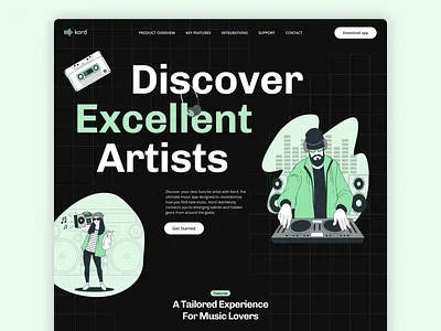 Landing Page for a Music App ui ux design visual design