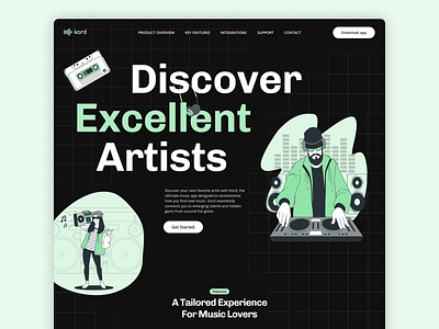 Landing Page for a Music App ui ux design visual design