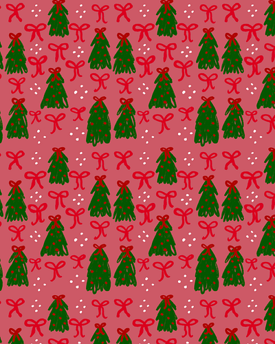 Festive Tree Wrapping Paper Design bows brand design brand identity branding branding inspo christmas design christmas illustration christmas tree christmas wrapping paper graphic design happy holidays holiday holiday bow holiday design illustration illustration design seasons greetings wrapping paper design