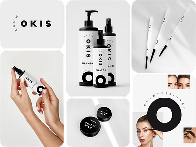 Okis Brow — Branding + Packaging black and white brand identity branding circle cosmetic cosmetics cosmetics design identity identity design light logo minimal minimalist branding modern design package packaging packaging design stationery visual identity white