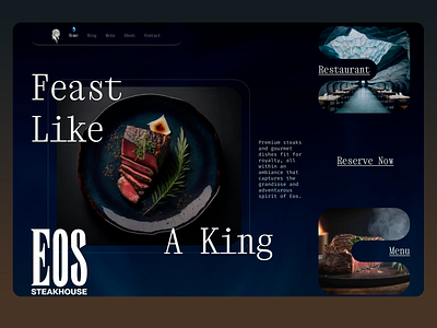 EOS SteakHouse - Restaurant Website Design concept design designer food food menu luxury menu minimal website restaurant restaurant branding restaurant design restaurant landing page restaurant website restaurant website design steak house steak menu steakhouse typography user interface design webflow website concept