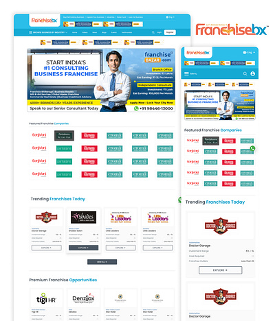 FranchiseBX Landing Page brand design franchise landing page ui web