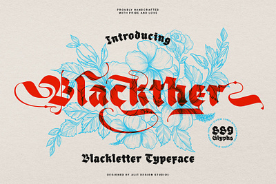 Blakther Typeface blackletter design font fonts letteing typeface