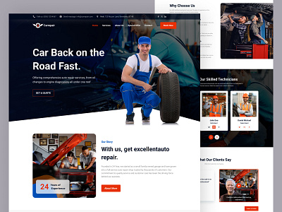 🚗✨Car Repair Landing Page 🚗✨ appointment scheduling auto detailing auto mechanic automotive car maintenance car repair car service car wash clean design dribbble shot hero section landing page modern design professional look responsive design service booking testimonials uiux user interface web design